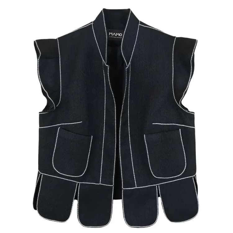 جلیقه مشکی کوتاه پاینن دالبور دمسه دوزی rbm