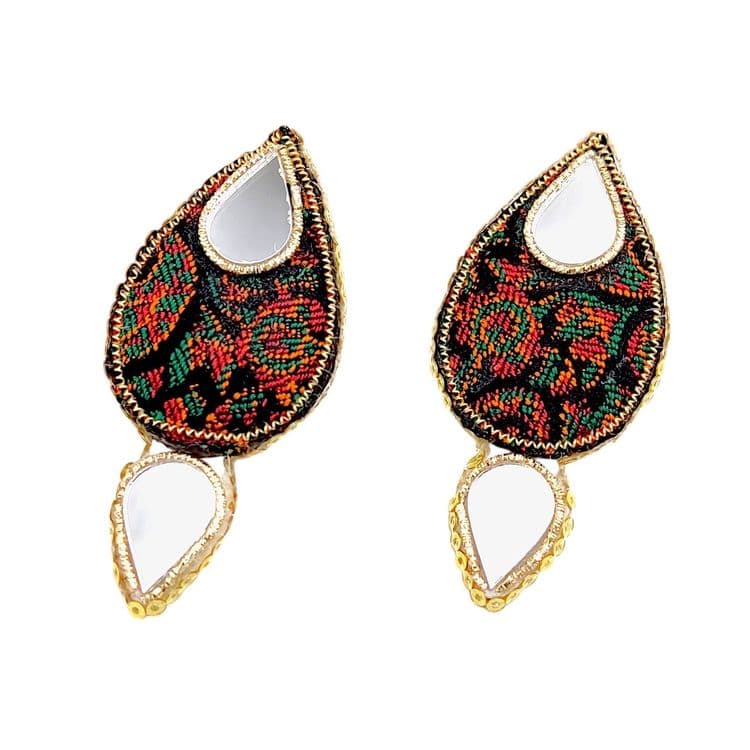 گوشواره جواهردوزی آینه و بته جقه blt