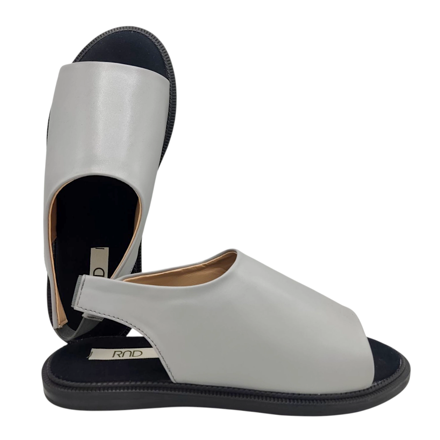 صندل چرم زنانه پشت بنددار ناریکا طوسی rad