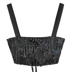 تاپ کراپ مشکی منجوق دوزی zee