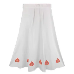 دامن حریر زنانه پیلی دار گل آبی eln