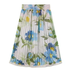 دامن حریر زنانه پیلی دار گل آبی eln