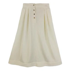 دامن پلیسه سفید دکمه دار بلند jbz