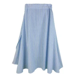 دامن کتان راه راه آبی eln