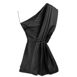 تاپ تافته یقه کج مشکی 24151 nvy