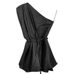 تاپ تافته یقه کج مشکی 24151 nvy