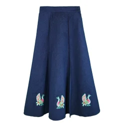 دامن بلند جین پرنده آبی تیره 24334 mra