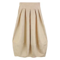 دامن ژاکارد خمره ای زنانه کتان کرم 24129 eln