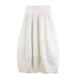 دامن ژاکارد خمره ای سفید 24130 eln