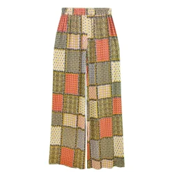 شومیز شلوار زنانه طرحدار نارنجی سبز 23755 rbr