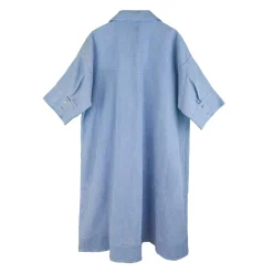 مانتو کتان کجراه بلند زنانه آبی 24323 brz