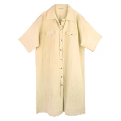 مانتو کتان کجراه بلند زنانه شیری 24322 brz