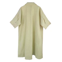 مانتو کتان کجراه بلند زنانه کرم 24321 brz