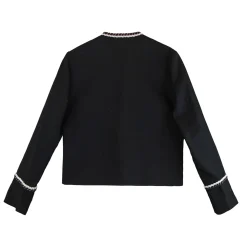 کت زنانه نواردار کوتاه مشکی 24264 nvy