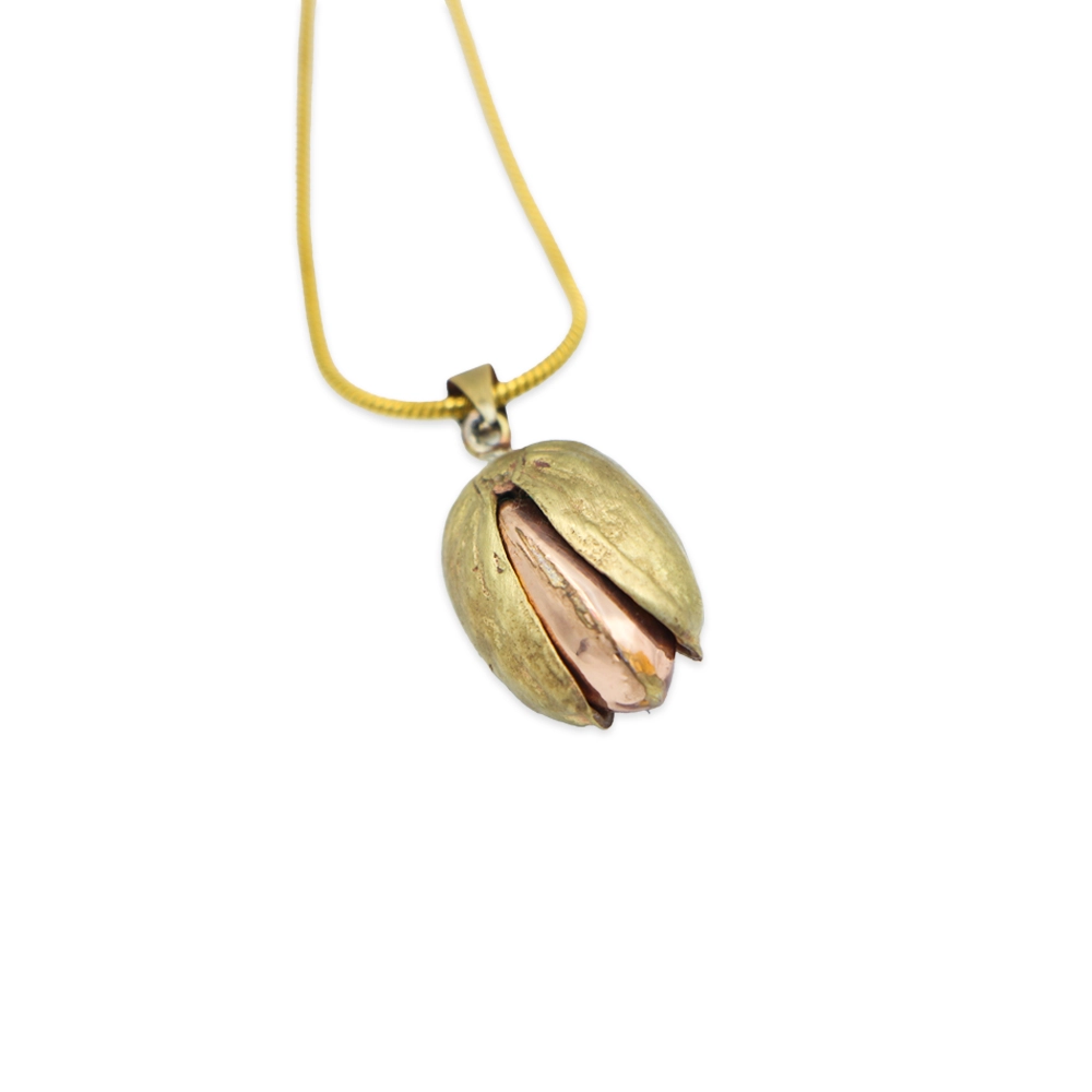 گردنبند برنجی زنانه پسته lqe