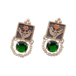 گوشواره نقره زنانه نگین دار 24244 mkh