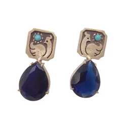 گوشواره نقره زنانه نگین دار 24249 mkh