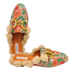 اسلیپر زنانه ژاکارد خزدار طبیعت سبز 24831 dok