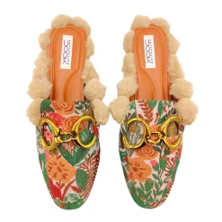 اسلیپر زنانه ژاکارد خزدار طبیعت سبز 24831 dok