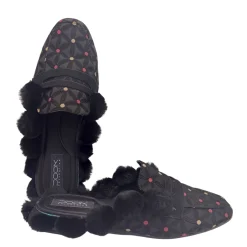 اسلیپر زنانه ژاکارد مشکی خزدار 12088 dok