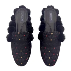 اسلیپر زنانه ژاکارد مشکی خزدار 12088 dok