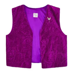 جلیقه مخمل زنانه بنفش با سنجاق سینه 24824 tji