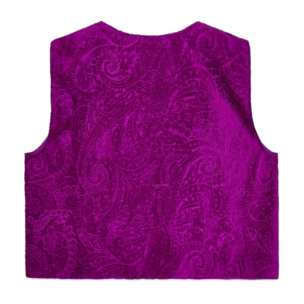 جلیقه مخمل زنانه بنفش با سنجاق سینه 24824 tji