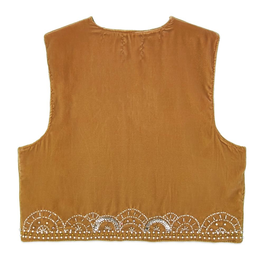 جلیقه مخمل زنانه نسکافه ای 2 تاجی بزرگ 24862 tji