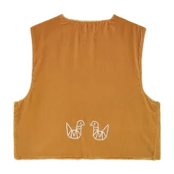 جلیقه مخمل زنانه نسکافه ای 2 تاجی کوچک tji