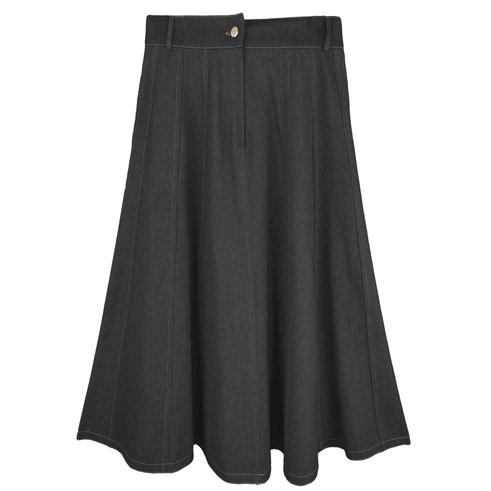 دامن جین مشکی برش دار jbz 21436