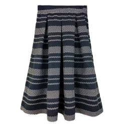 دامن پیلی دار زنانه کوک دوزی مشکی وسفید 25006 zee