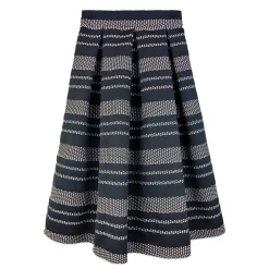 دامن پیلی دار زنانه کوک دوزی مشکی سفید 25006 zee