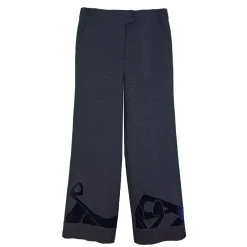 شلوار اپلیکه مخمل زنانه سورمه ای yst 24559