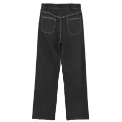 شلوار جین گشاد مشکی نخ سفید jbz 22903