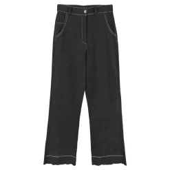 شلوار جین گشاد مشکی نخ سفید jbz 22903