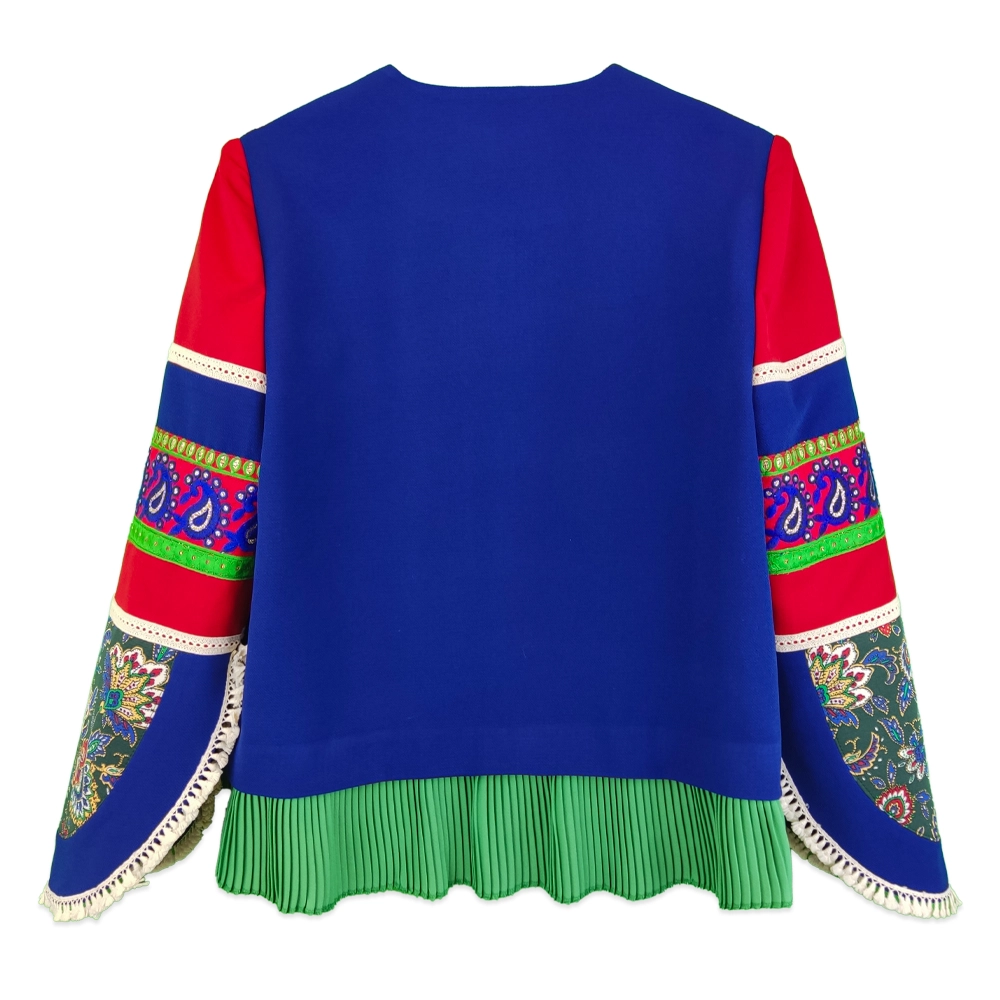 کت زنانه تیکه دوزی سبز و قرمز پلیسه سبز rbm 24860