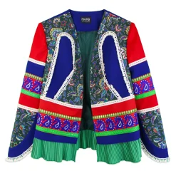 کت زنانه تیکه دوزی سبز و قرمز پلیسه سبز rbm 24860