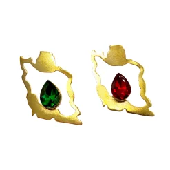 گوشواره زنانه ایران نگین قرمز سبز 24810 blt
