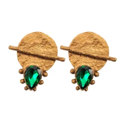 گوشواره زنانه پاپپیه ماشه نگین سبز 24805 blt