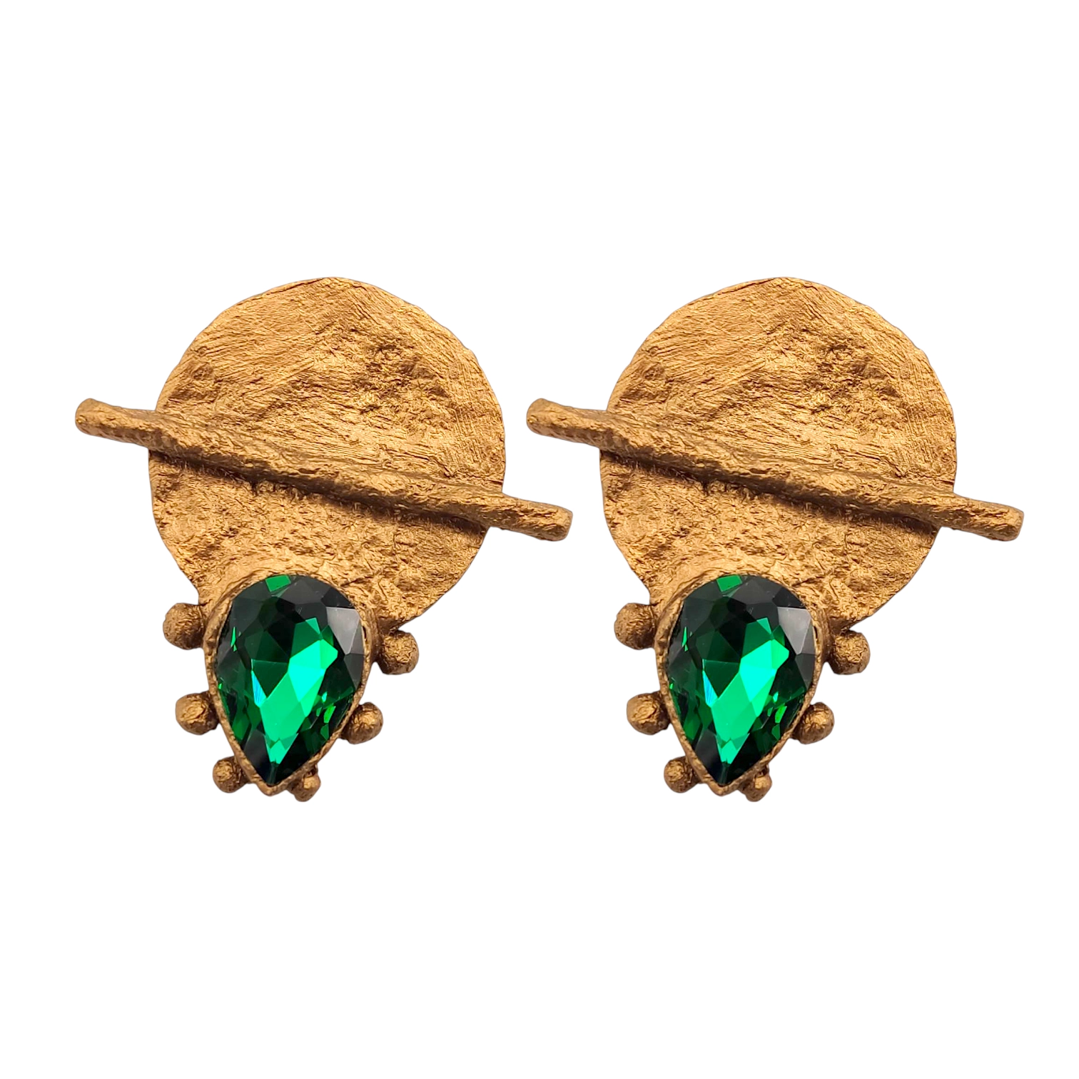 گوشواره زنانه پاپپیه ماشه نگین سبز 24805 blt