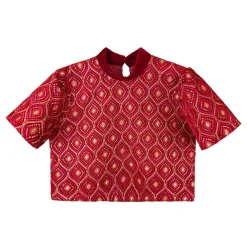 بلوز مخمل زنانه سوزن دوزی یقه 3 سانت zee 19424