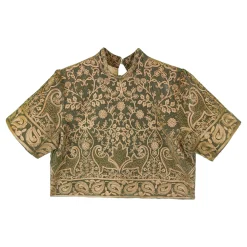 بلوز مخمل زنانه سوزن دوزی یقه 3 سانت zee 19424