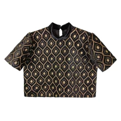 بلوز مخمل زنانه سوزن دوزی یقه 3 سانت zee 19424