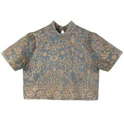 بلوز مخمل زنانه سوزن دوزی یقه 3 سانت zee 19424