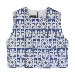 تاپ مخمل زنانه سفید آبی zee 25566