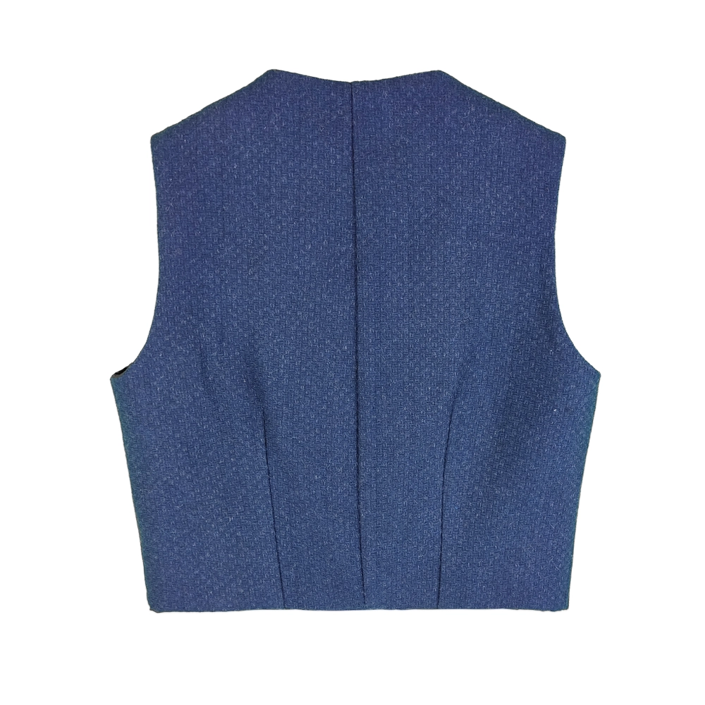 جلیقه زنانه سورمه ای دکمه طلایی sng 25681