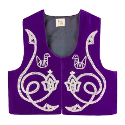 جلیقه مخمل زنانه بنفش 2 تاجی کوچک 24631 tji