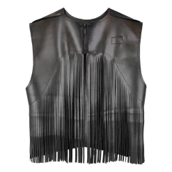 جلیقه چرم زنانه مشکیrbm 25457