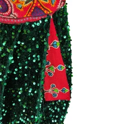 شلوار مخمل پولکی زنانه سبز خمره ای کمر پته elt 25511