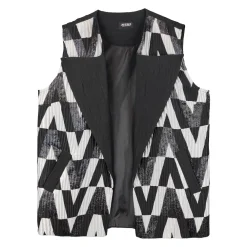 وست زنانه پلیسه مشکی نقره ای ژاکارد jbz 24547